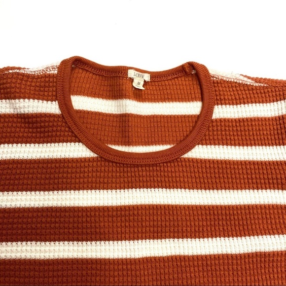 J.crew Striped Waffle Knit Long Sleeve Thermal Shirt Rustic Orange Style 58407 - Picture 3 of 10